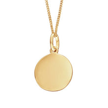 Load image into Gallery viewer, Yellow Gold Plated Engravable Disc Pendant P1590
