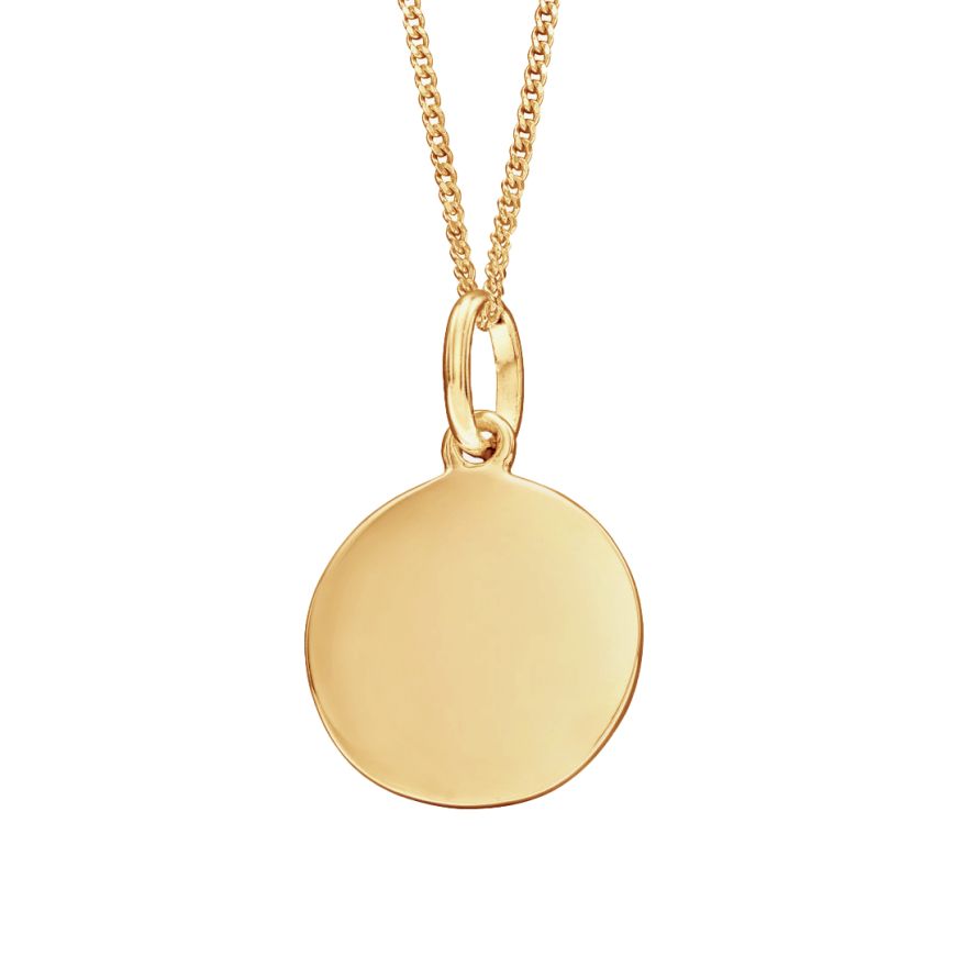 Yellow Gold Plated Engravable Disc Pendant P1590