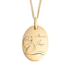Recycled Silver Oval Tag Pendant With Yellow Gold Plating P5103