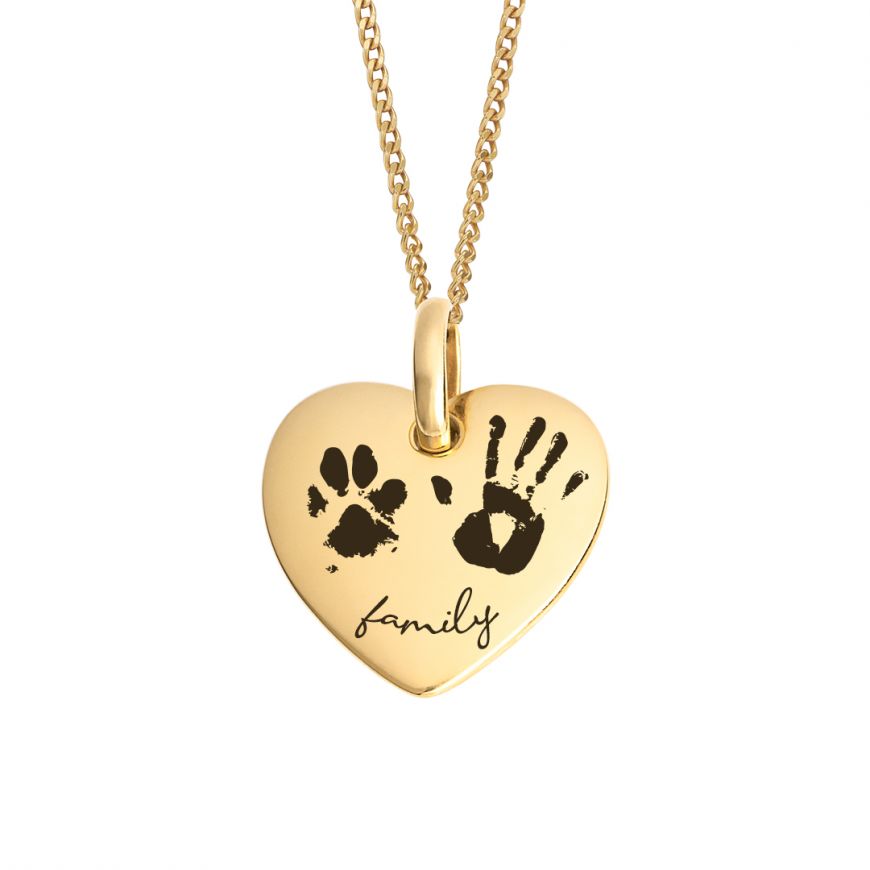 Recycled Silver Heart Tag Pendant With Yellow Gold Plating P5105