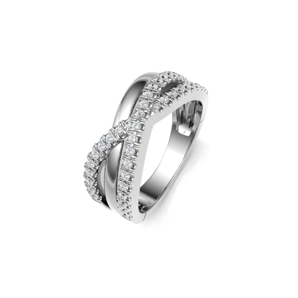 Platinum Multi-Row Crossover Diamond Half-set Ring