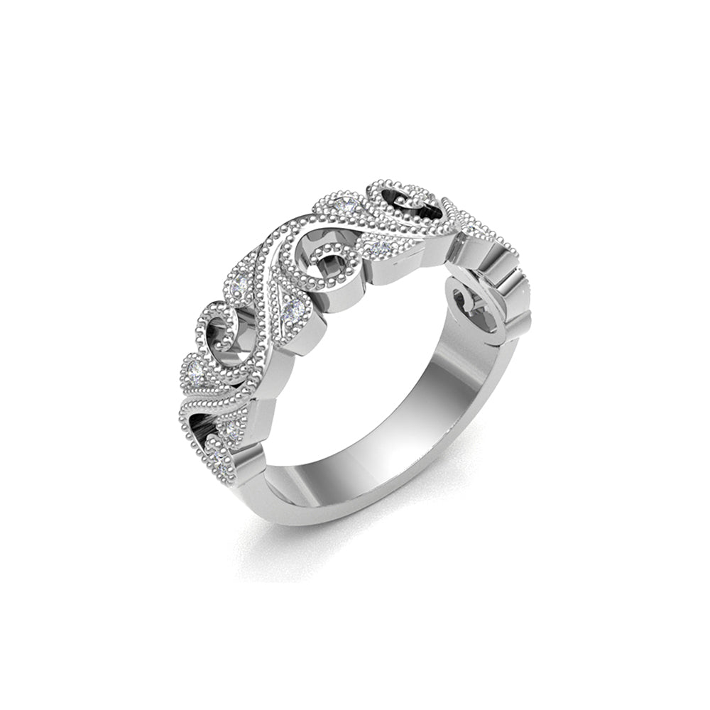 Platinum Vintage Wave Style Diamond Half Eternity Band