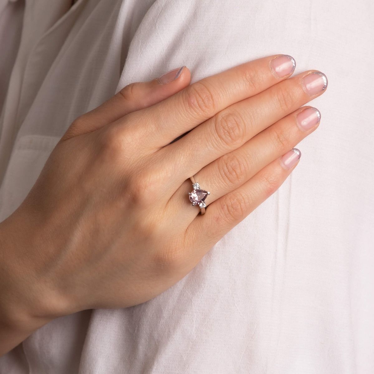 Teardrop Shaped Pink Diamonfire Zirconia Ring R3808
