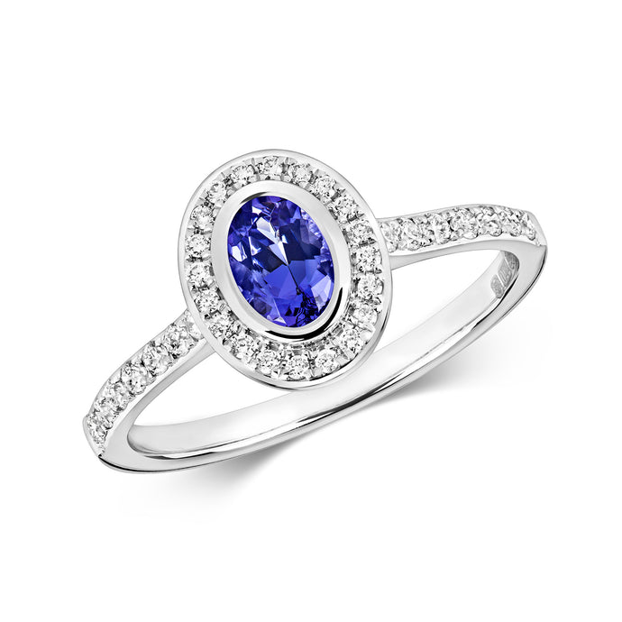 9ct White Gold Tanzanite & Diamond Ring